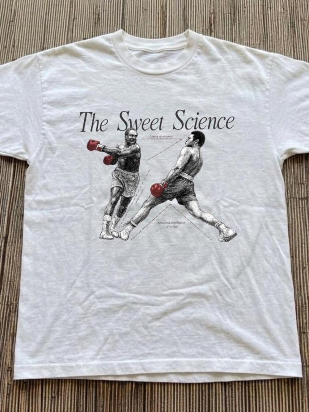 Gildan White 'The Sweet Science' Boxing Graphic Tee with Red Glove Accents